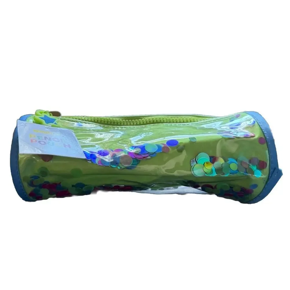 Ankyo Green Pencil Pouch with Large Glitter/Sequence Inside